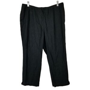 J Jill Love Linen Womens Pull On Black Linen Wide Leg Pants Pockets Size Medium